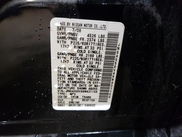 JN8AS58V49W431158 - 2009 NISSAN ROGUE S BLACK photo 12