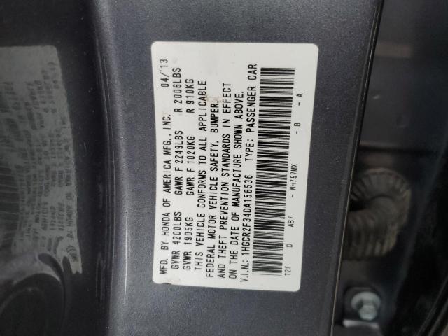 1HGCR2F34DA158536 - 2013 HONDA ACCORD LX GRAY photo 12