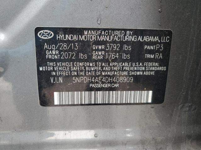 5NPDH4AE4DH408909 - 2013 HYUNDAI ELANTRA GLS GRAY photo 12