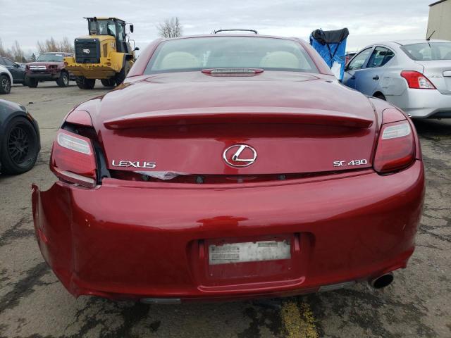 JTHFN48Y169002355 - 2006 LEXUS SC 430 RED photo 6