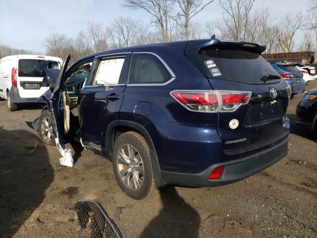 5TDBKRFH0ES036991 - 2014 TOYOTA HIGHLANDER LE BLUE photo 2