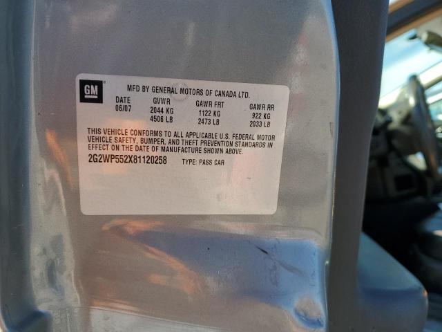 2G2WP552X81120258 - 2008 PONTIAC GRAND PRIX 银色 照片 12