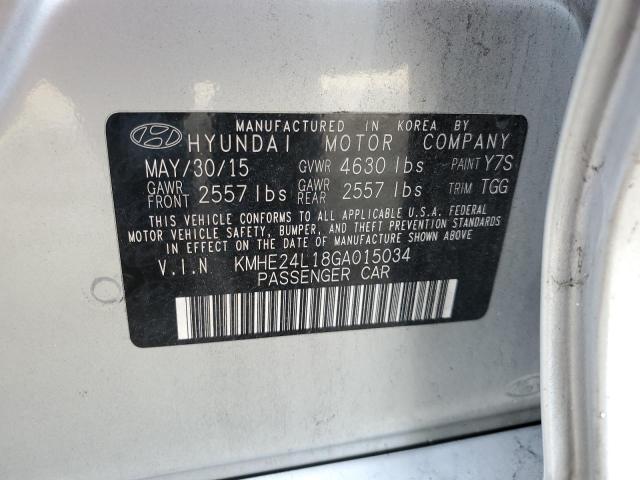 KMHE24L18GA015034 - 2016 HYUNDAI SONATA HYBRID SILVER photo 12