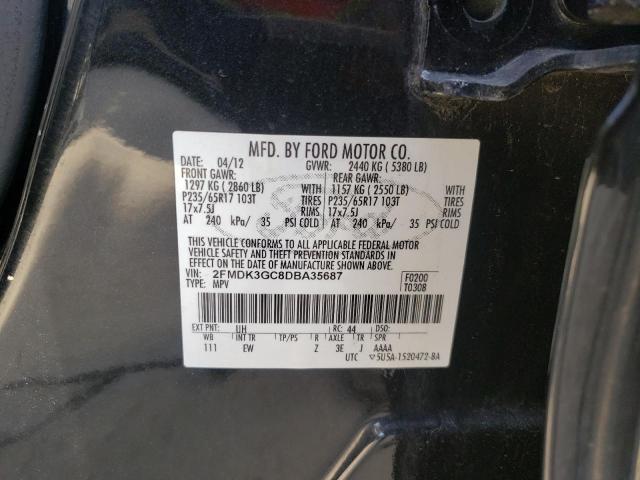 2FMDK3GC8DBA35687 - 2013 FORD EDGE SE BLACK photo 13