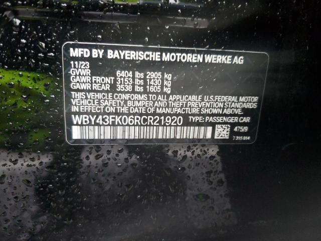 WBY43FK06RCR21920 - 2024 BMW I5 M60 BLACK photo 12