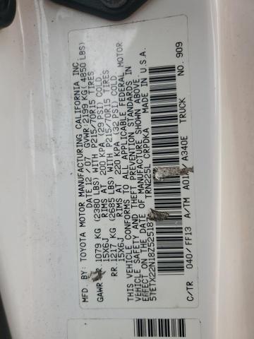 5TETX22N18Z525187 - 2008 TOYOTA TACOMA ACCESS CAB 白色 照片 12