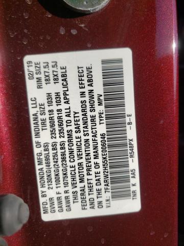 7FARW2H55KE006046 - 2019 HONDA CR-V EX RED photo 14