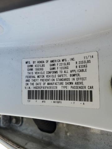 1HGCR2F80FA065026 - 2015 HONDA ACCORD EXL WHITE photo 13