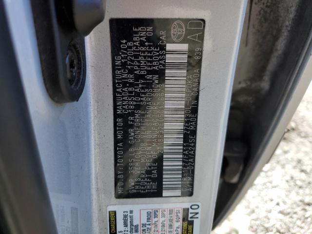 2T1BR32E05C406673 - 2005 TOYOTA COROLLA CE SILVER photo 12