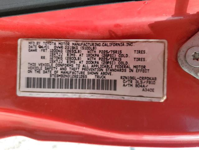 5TESM92N31Z821265 - 2001 TOYOTA TACOMA XTRACAB PRERUNNER RED photo 12