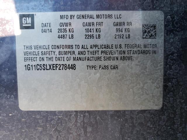 1G11C5SLXEF278448 - 2014 CHEVROLET MALIBU 1LT 蓝色 照片 12