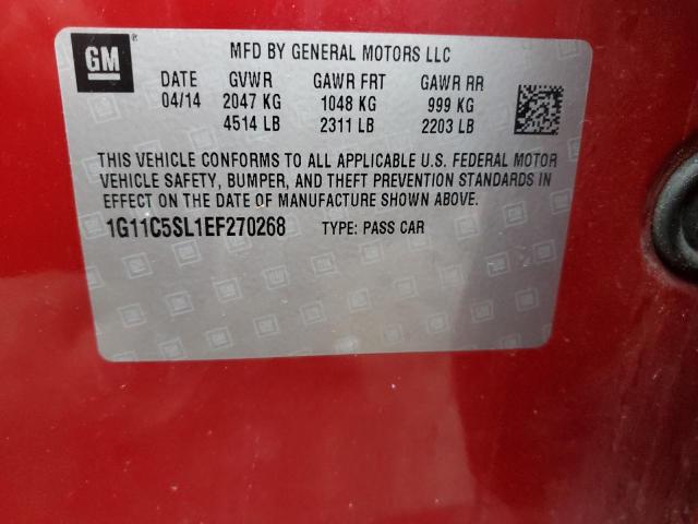 1G11C5SL1EF270268 - 2014 CHEVROLET MALIBU 1LT 红色 照片 12