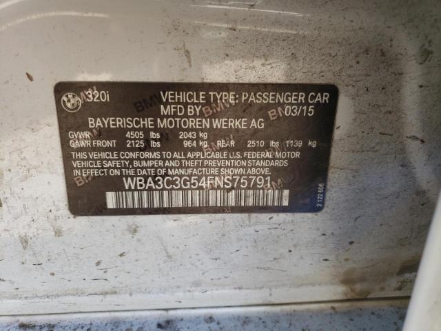 WBA3C3G54FNS75791 - 2015 BMW 320 I XDRIVE WHITE photo 12