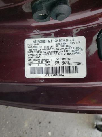 JN1CV6FE5AM354002 - 2010 INFINITI G37 BASE/S BASE Kastanienbraun Foto 12