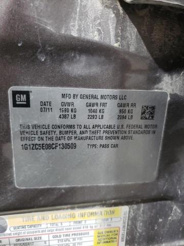 1G1ZC5E08CF130509 - 2012 CHEVROLET MALIBU 1LT GRAY photo 12