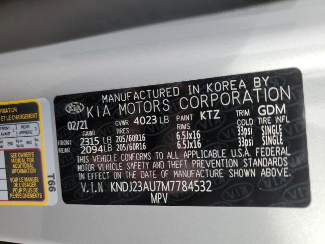 KNDJ23AU7M7784532 - 2021 KIA SOUL LX SILVER photo 13