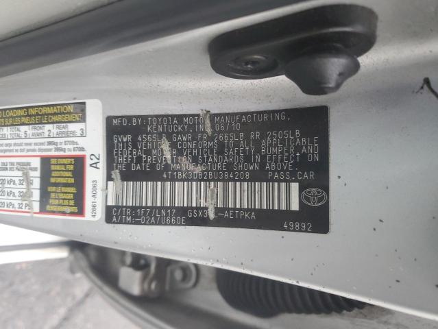 4T1BK3DB2BU384208 - 2011 TOYOTA AVALON BASE Сріблястий фото 12