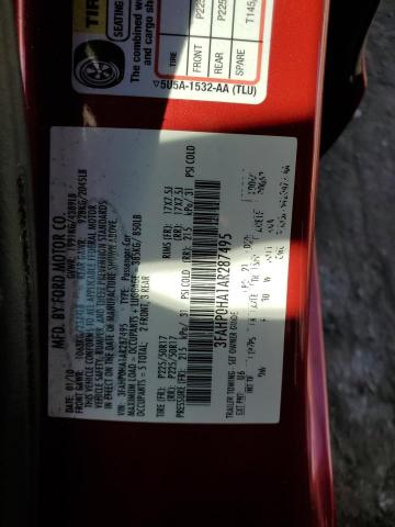 3FAHP0HA1AR287495 - 2010 FORD FUSION SE RED photo 12