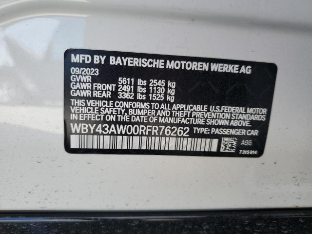 WBY43AW00RFR76262 - 2024 BMW I4 EDRIVE3 WHITE photo 12