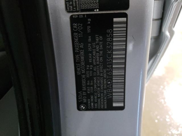 WBADT63413CK32858 - 2003 BMW 530 I AUTOMATIC SILVER photo 12