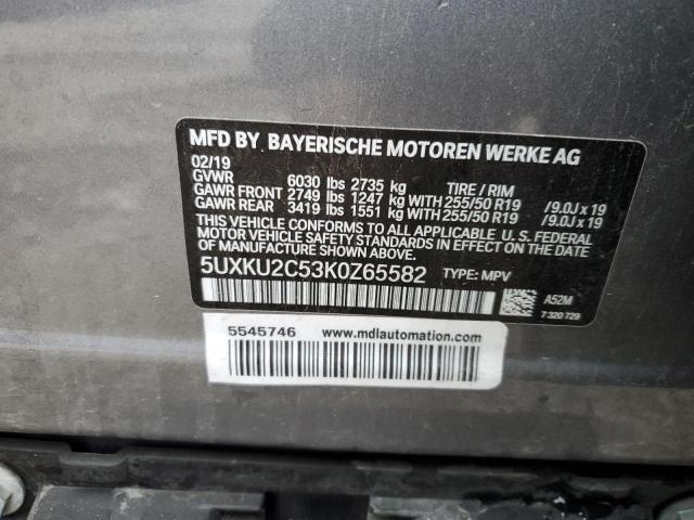 5UXKU2C53K0Z65582 - 2019 BMW X6 XDRIVE35I GRAY photo 14