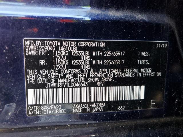 JTMW1RFV1LD046643 - 2020 TOYOTA RAV4 XLE BLUE photo 13