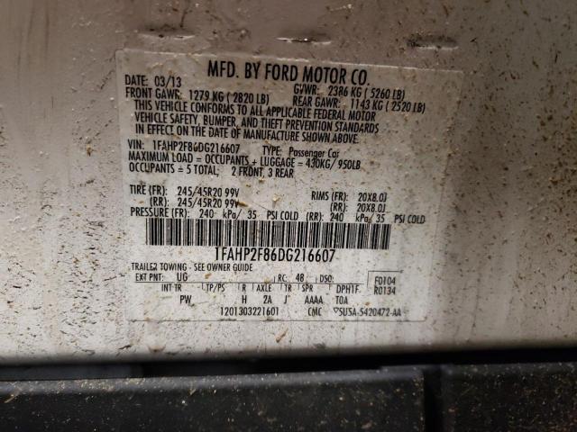 1FAHP2F86DG216607 - 2013 FORD TAURUS LIMITED WHITE photo 13