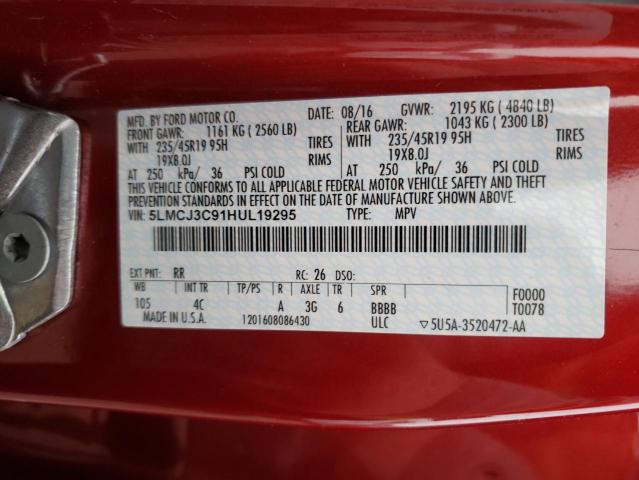 5LMCJ3C91HUL19295 - 2017 LINCOLN MKC RESERVE წითელი ფოტო 13