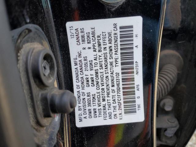 2HGFC1F70GH633102 - 2016 HONDA CIVIC EXL BLACK photo 12