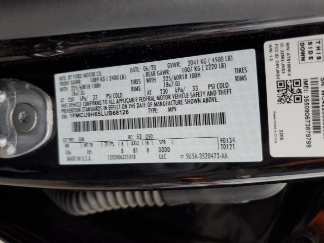 1FMCU9H65LUB68126 - 2020 FORD ESCAPE SEL BLACK photo 13