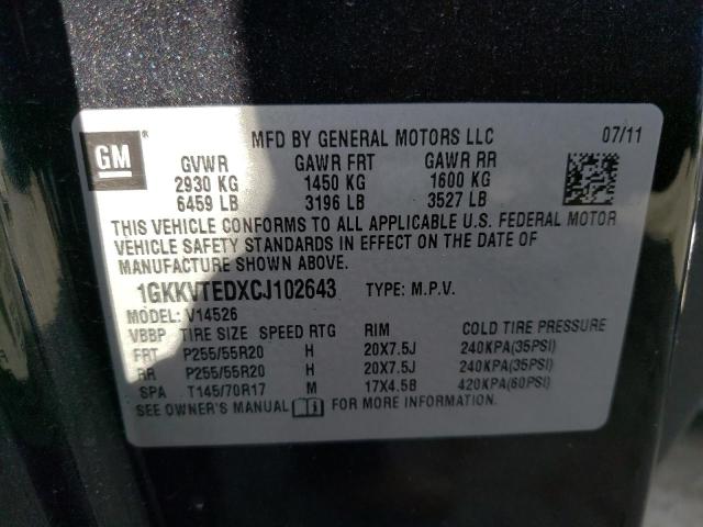 1GKKVTEDXCJ102643 - 2012 GMC ACADIA DENALI BLACK photo 13