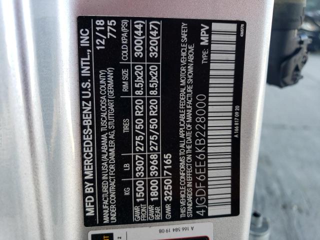 4JGDF6EE6KB228000 - 2019 MERCEDES-BENZ GLS 450 4MATIC SILVER photo 13