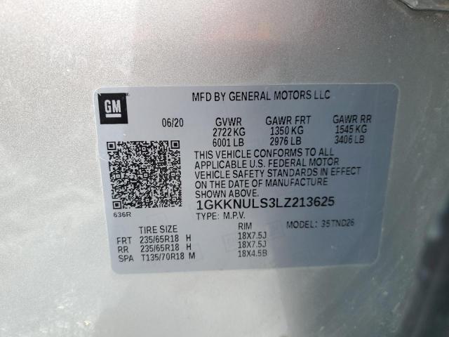 1GKKNULS3LZ213625 - 2020 GMC ACADIA SLT SILVER photo 14