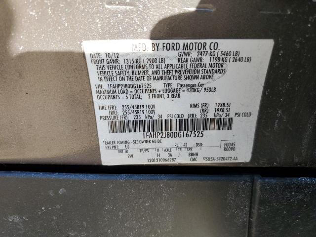 1FAHP2J80DG167525 - 2013 FORD TAURUS LIMITED GRAY photo 12