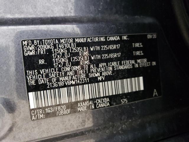 2T3G1RFV6MW142311 - 2021 TOYOTA RAV4 LE GRAY photo 13