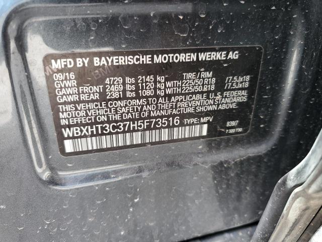 WBXHT3C37H5F73516 - 2017 BMW X1 XDRIVE28I GRAY photo 12