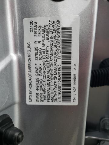 19UUB1F54LA011975 - 2020 ACURA TLX TECHNOLOGY SILVER photo 12