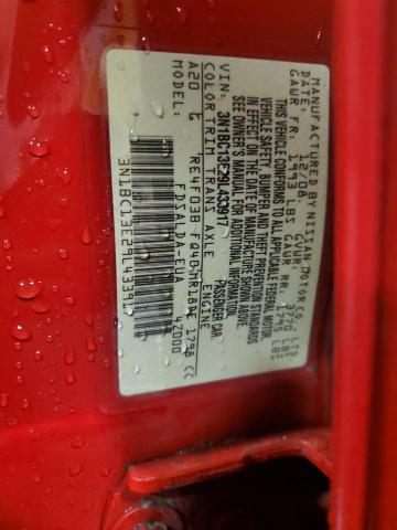 3N1BC13E29L433917 - 2009 NISSAN VERSA S RED photo 12