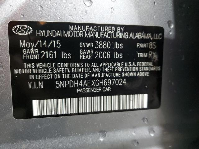 5NPDH4AEXGH697024 - 2016 HYUNDAI ELANTRA SE SILVER photo 12