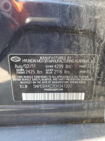 5NPEB4AC2CH347207 - 2012 HYUNDAI SONATA GLS BLUE photo 12