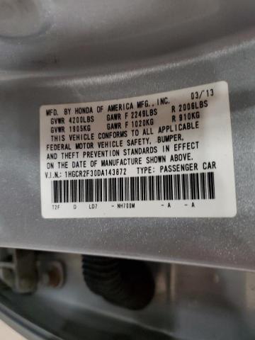 1HGCR2F30DA143872 - 2013 HONDA ACCORD LX SILVER photo 12