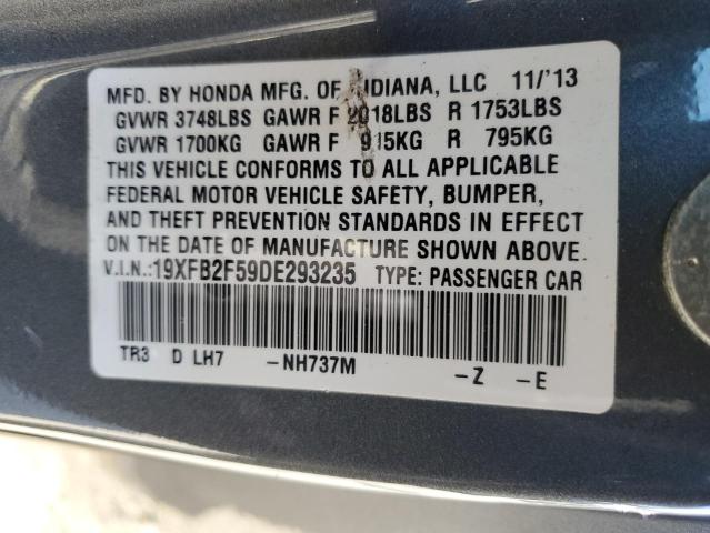 19XFB2F59DE293235 - 2013 HONDA CIVIC LX GRAY photo 13