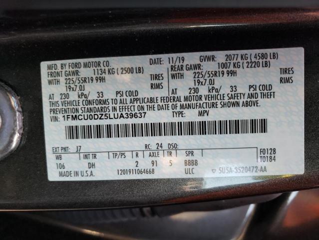 1FMCU0DZ5LUA39637 - 2020 FORD ESCAPE TITANIUM GRAY photo 14