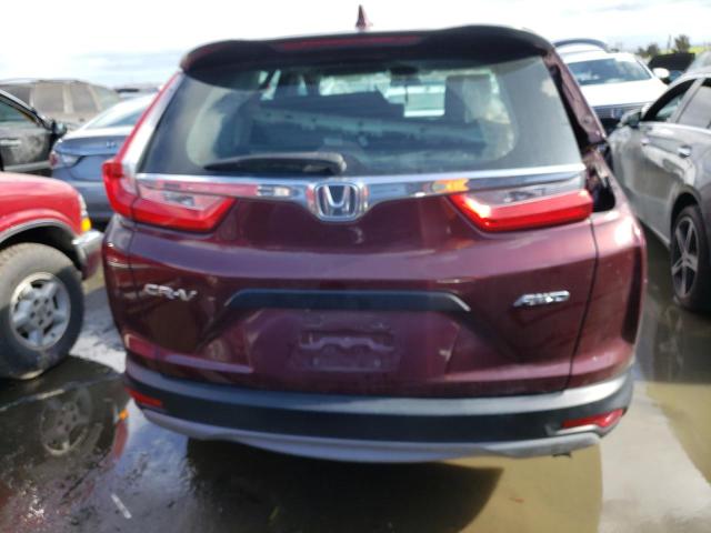 2HKRW6H37KH206090 - 2019 HONDA CR-V LX BURGUNDY photo 6