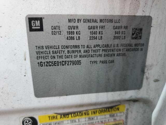 1G1ZC5E01CF279005 - 2012 CHEVROLET MALIBU 1LT 白色 照片 13