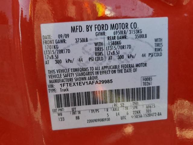 1FTEX1EV1AFA29985 - 2010 FORD F150 SUPER CAB ORANGE photo 12