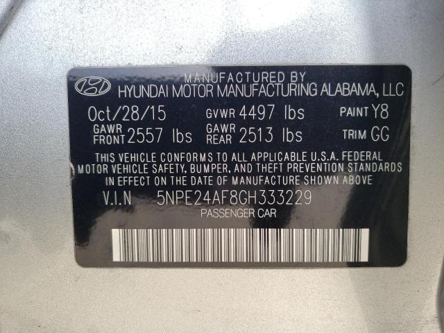 5NPE24AF8GH333229 - 2016 HYUNDAI SONATA SE SILVER photo 12