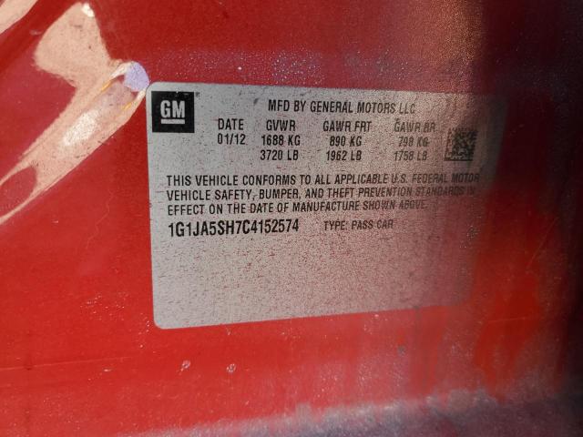 1G1JA5SH7C4152574 - 2012 CHEVROLET SONIC LS RED photo 12