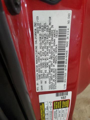 5TETX4CN1AZ692259 - 2010 TOYOTA TACOMA ACCESS CAB 红色 照片 12