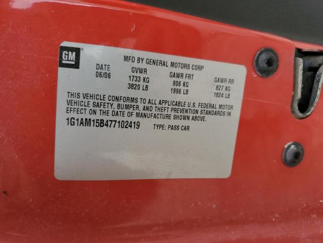 1G1AM15B477102419 - 2007 CHEVROLET COBALT SS RED photo 12